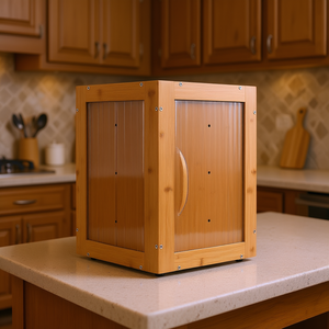 Contenedor de Almacenamiento de Pan de Bambú y Acrílico, Doble Capa, Gran Capacidad, Estilo Rústico, para Cocina, Conservación de Frescura - Product Image 2