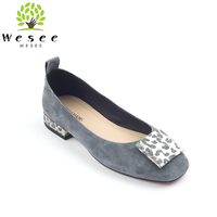 Chaussures à talon carré confortables en daim élégantes pour femmes, mocassins plats de travail décontractés de haute qualité, imperméables à enfiler d'automne