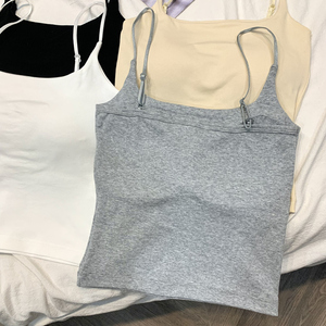 Camisetas sin mangas estilo BM para mujer Primavera Verano Venta caliente Modal algodón almohadilla en el pecho pequeño <span class=keywords><strong>tirantes</strong></span> chaleco integrado hermosa espalda interior - Product Image 5