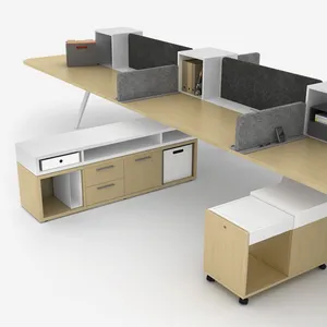 Conjunto de móveis modular para escritório, conjunto moderno de móveis com armação para bicicleta, partição de mesa para 2 pessoas
