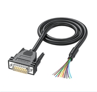 Cable de extensión serie DB9/15/25 24AWG macho y hembra RS232, conector chapado en oro con arnés de cable de extremo de cable desnudo