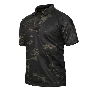 Camiseta polo con estampado de sublimación de camuflaje, de alta calidad, con bolsillo en el pecho y cremallera, novedad