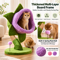 Arbre à chat en daim design attrayant, avec lit, griffoir, maisonnette en forme de fleur Venus Flytrap, jouet à ressort et papier sonore, pour l'escalade intérieure de luxe
