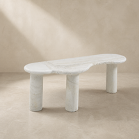 Table basse de salon moderne et minimaliste, luxueuse, en pierre de travertin naturelle, forme libre, 3 pieds cylindriques, mobilier de maison