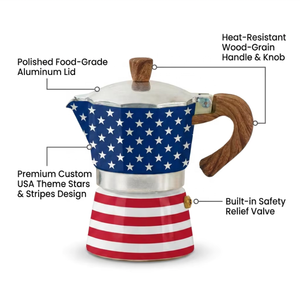 Cafetière Moka Kingze OEM/ODM personnalisée avec logo imprimé, 3/6 tasses, en aluminium, pour expresso sur cuisinière, avec motifs - Product Image 4