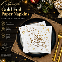 Papier de soie personnalisé imprimé à l'or, 3 plis, 33x33cm, en pâte de bois vierge, pour cocktails et dîners
