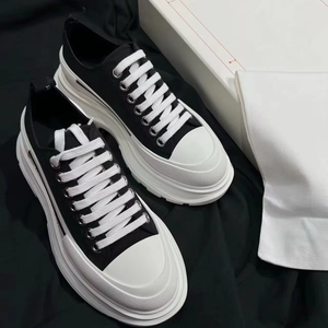 Trendy Thick Sole Platform Canvas Shoes Luxury Designer Style Low Top Sneakers Breathable Casual Height Increasing Walking Shoes - Product Image 1