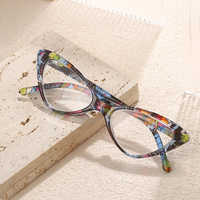 Lunettes de lecture flexibles HS2157 pour femmes, monture pleine bleue, style œil de chat, correction de la presbytie, verres négatifs, vente en gros