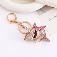 Porte-clés Requin Scintillant en Strass, Pendentif de Sac en Métal Doré et Cristal, Ornement Suspendu Tendance pour Clés, Sac à Main, Décoration, Cadeau