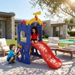 Ensemble de toboggan en plastique PE pour enfants, pour la garderie, la maison, la maternelle - Équipement de <span class=keywords><strong>jeu</strong></span> intérieur/extérieur pour les enfants de <span class=keywords><strong>18</strong></span> <span class=keywords><strong>mois</strong></span> à 6 ans - Product Image 1