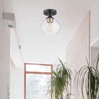 Plafonnier LED en fer de style américain, lampe en verre transparent pour chambre à coucher, café, bar, salon, couloir, salle à manger