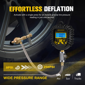 बंकर इंडस्ट पेशेवर भारी शुल्क स्वचालित डिजिटल टायर डीफ्लेटर प्रेशर गेज 250 psi - Product Image 4