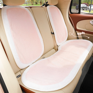 Coussin de siège de voiture en peluche chat rose avec appui-tête, universel, chaud pour l'hiver, antidérapant, pour voitures - Product Image 4