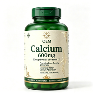Complément Alimentaire Comprimés de Calcium 600mg avec Vitamine D3 Certifié GMP Halal 120 Comprimés Pelliculés OEM ODM - Product Image 1