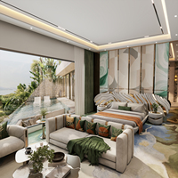Service de Rendu 3D Personnalisé pour Villa Courbe Flottante – Design d'Intérieur Moderne et Luxueux avec Cuisine Sèche