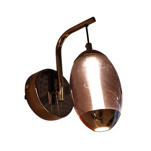 Modern Copper Wall <b>Lamp</b> E27 LED 2700K <b>Warm</b> White Glass Dome Shade Wall-Mounted for Living Room - Product Image 1