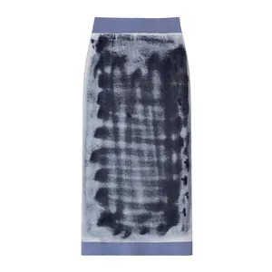 women western clothing manufacturer street custom purple print tie dye sand wash pencil knitting skirt female