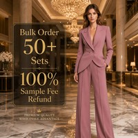 Kadın İki Parçalı Takım Elbise Seti Sivri Yaka Blazer Geniş Paça Pantolon Resmi Tozlu Gül Moru Asimetrik Etek Ucu Özel Toplu Jinyuan