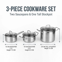 Fabricant d'ensembles de casseroles en acier inoxydable 304 OEM ODM, ensemble de 3 casseroles et marmites pour la maison, la cuisine et les restaurants