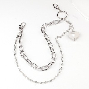 Chaîne de taille Yueli à double couche avec pendentif cœur, chaîne de pantalon décorative en métal punk, alliage de zinc, usage quotidien - Product Image 3