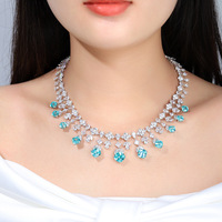 Collier Paraba Plaqué Argent Élégant et Haut de Gamme pour Femme, Chaîne Irrégulière de Luxe Légère pour Mariage, Forme Quadrilatère Exagérée