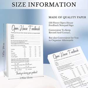 Real Estate Open House Feedback Bloc de notas Sign Open House Cuestionario Open House Feedback Form para Agent Broker - Product Image 2