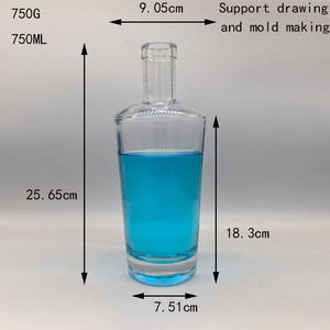 Producción en Masa de Botellas de Vidrio de Cristal de 750 ml para Vino, Whisky, Tequila y Ginebra, con Color Personalizado, Sellado con Corcho, Estampado en Caliente Dorado y Logotipo Personalizado - Product Image 2