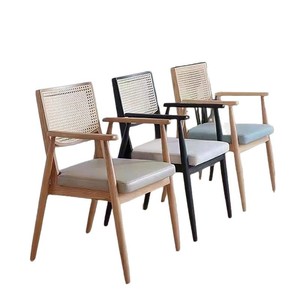 Chaise en <span class=keywords><strong>osier</strong></span> nordique en bois massif, chaise de loisirs de <span class=keywords><strong>bureau</strong></span> avec dossier, chaise de salle à manger simple pour maison d'hôtes - Product Image 1