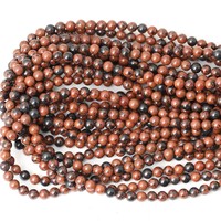 Perles rondes en jade Dong Ling naturel rouge brun noir à taches, en vrac, pour la fabrication de bijoux, bracelets et colliers DIY, vente en gros