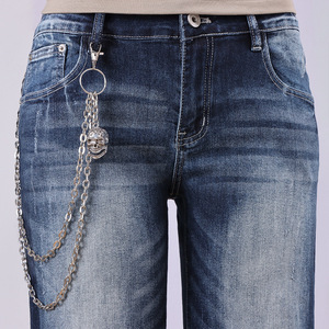 Western Hip Hop Metal Waist <b>Chain</b> Skull Pendant Zinc Alloy Double Ring Casual Denim <b>Jeans</b> Decoration - Product Image 2