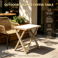 Table d'appoint pliante en aluminium avec plateau en pierre frittée, finition brossée à la main, table d'appoint extérieure pour patio, jardin, balcon