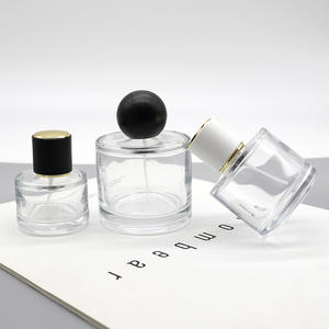 Flacon de parfum en verre de 50 ml avec bouchon à pression, flacon cosmétique vide en cristal, flacon cylindrique court, style simple, capacité de 30 ml - Product Image 3