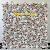 Nouvelle Arrivée Décoration d'Événements de Mariage Mur Floral en Soie 3D 5D enroulable Mur de Fleurs Roses Rouges Toile de Fond Design de Luxe