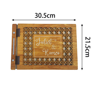 Accessoires de mariage Articles de fête Signature Livre d'or 30 pages Dentelle M. & <span class=keywords><strong>Mme</strong></span> coeur Amour Livre d'or de mariage en bois - Product Image 3