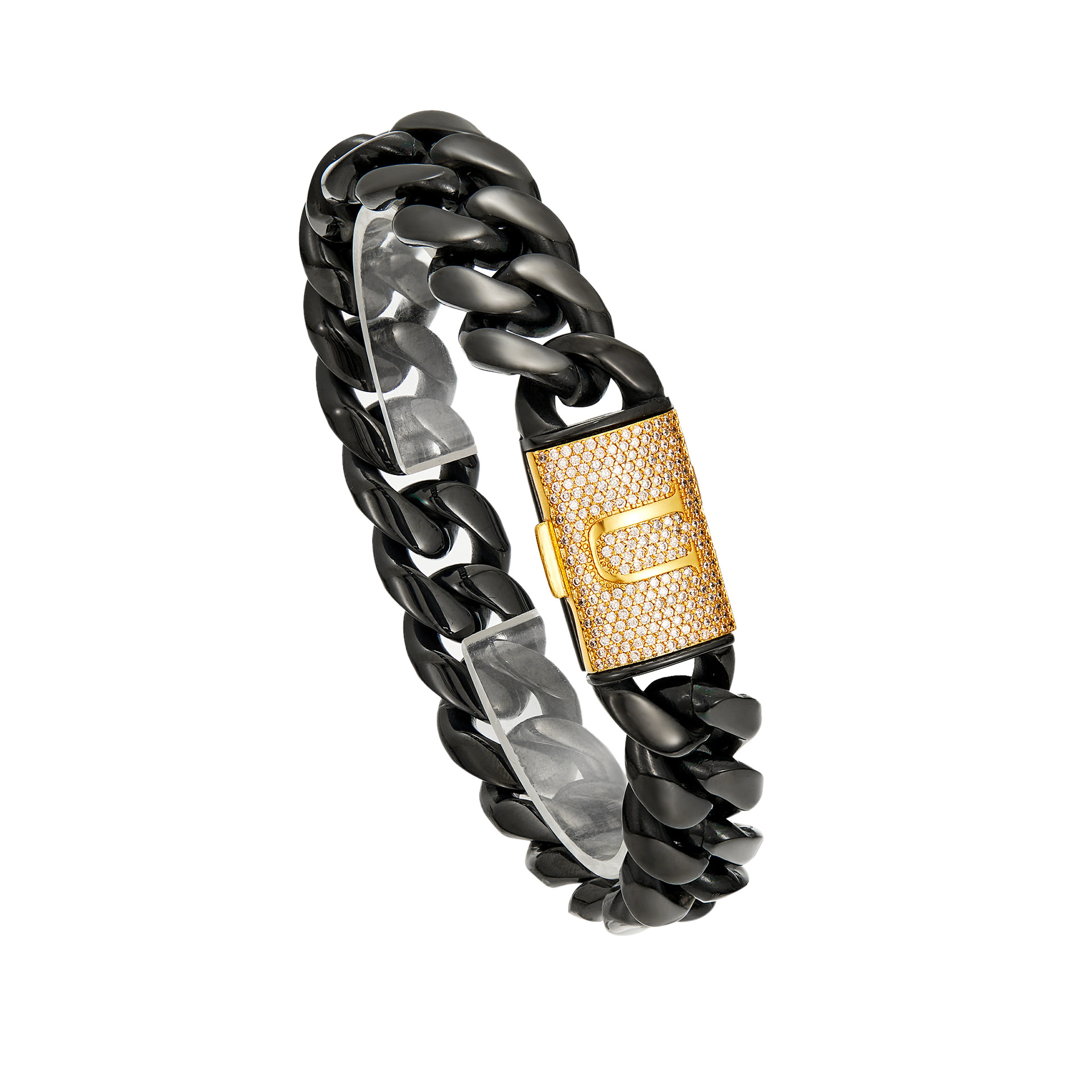 Bracciale nero U 14mm 7.5 pollici (19cm)