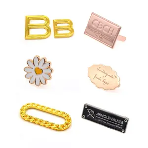 Fashion Design Brand Logo Label Sew On Clothes 3d Engrave Metal Plate Logo Tags For Clothing