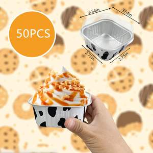 Sin olor vaca desechable 5 oz 150ml Mini moldes de papel de aluminio para pasteles bandeja cuadrada de aluminio con tapas taza para hornear herramienta <span class=keywords><strong>Pan</strong></span> bandeja contenedora de papel de aluminio - Product Image 2