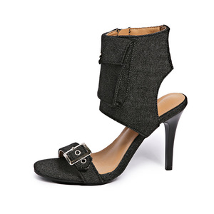 Pantalones de mezclilla elegantes de verano con bolsillos de solapa, tacones altos, talla grande, tacón de aguja, cremallera lateral y hebilla para mujer - Product Image 6