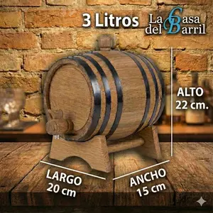 Barril de Madera de 3 Litros The Barrel House con Borde y Base Negros para Almacenamiento de Cerveza y Licores - Product Image 4