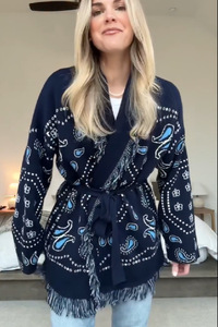 <span class=keywords><strong>Cardigan</strong></span> Vintage con nappine Western da <span class=keywords><strong>donna</strong></span> maglione lavorato a maglia Casual a manica lunga con motivo floreale con scollo a V - Product Image 4