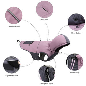 थोक बैंगनी हूडेड गर्म पालतू जैकेट फैशनेबल वाटरप्रूफ शीतकालीन आउटडोर खेल कोट बड़े कुत्तों के लिए - Product Image 2