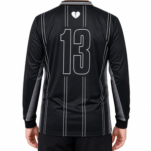 Maillots de football d'été à manches longues, logo brodé personnalisé, imprimé rayé, design rétro classique, 100% polyester respirant - Product Image 3