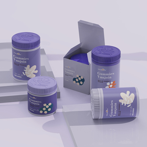 Boîte en carton personnalisée vitrine pot en plastique de qualité alimentaire sans Bpa 150ml supplément bonbons gommeux pot de stockage avec bouchon CR - Product Image 1