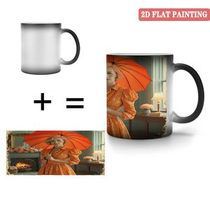 Taza Mágica de Cerámica Negra Esmerilada de 11 oz que Cambia de Color con Diseño de Pintura Plana en 2D - Product Image 4