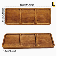 Plateau de service en bois poli avec décorations en laiton, à un seul niveau, pour table, salon ou salle de bain