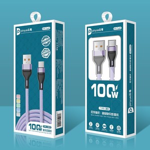 Pinyue Type C Data Cable 100W Fast Charging Nylon <b>Braided</b> For Phones - Product Image 1