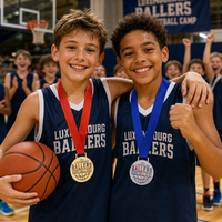 Gekleurde emaille custom basketbalcamp medaille, ronde zinklegering metalen wedstrijd award souvenir evenement prijs voor sporttoernooi