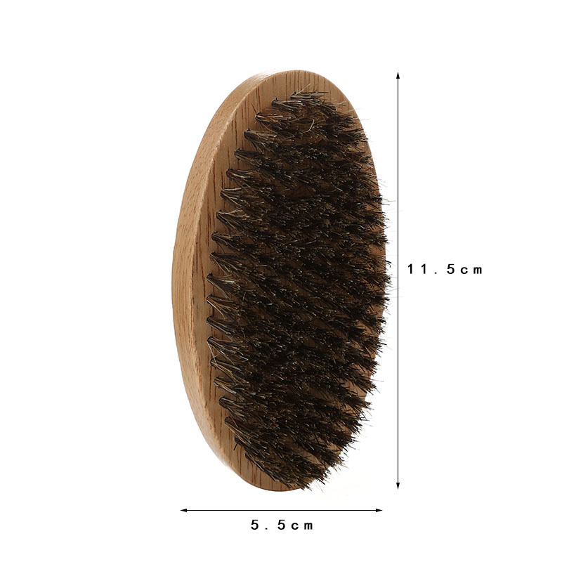 Eco Friendly Custom Logo Beard Detangling Brush Nature Wooden Beech Boar Bristle Beard Grooming Kit Beard Brush