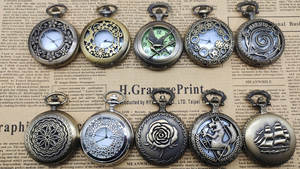 Bronz Vintage roma sayısal hatıra Retro tam avcı yarım avcı erkek kuvars zincirli cep saati - Product Image 3