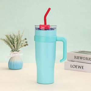 Personalized Laser Engraved Leak Proof Straight <b>Water</b> <b>Bottle</b> Kids School 40oz Sublimation <b>Blank</b> Tumblers with Handle and Straw - Product Image 5